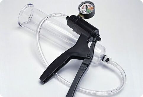 Vacuum pump with pressure gauge for penis enlargement